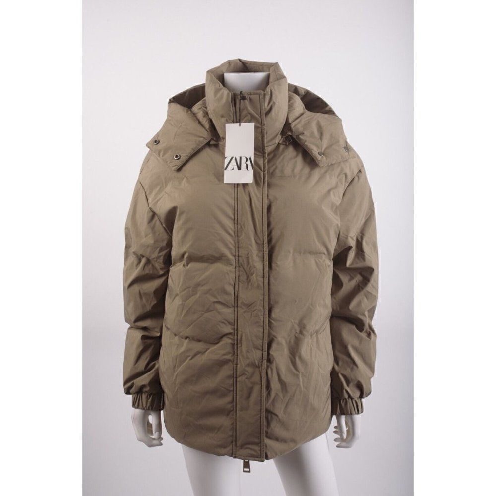 Zara Womens Puffer Coat Jacket Tan Brown Small S Water repellent 0155/240 NWT